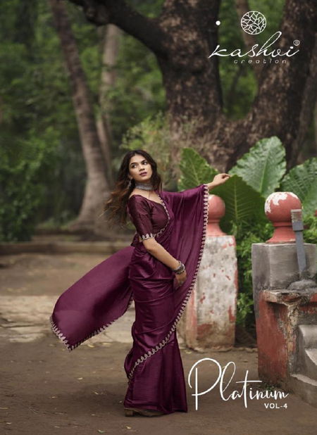 Platinum Vol 4 By Kashvi Swarovski Soft Silk Party Wear Sarees Wholesale Shop In Surat
 Catalog