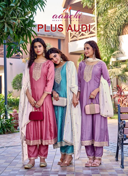 Plus Audi By Aanchi Vichitra Silk Kurti With Bottom Dupatta Wholesalers In Surat