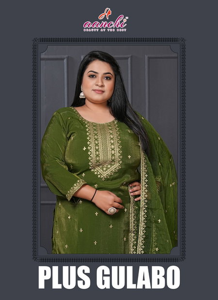 Plus Gulabo By Aanchi Roman Shimmer Kurti With Bottom Dupatta Suppliers In India