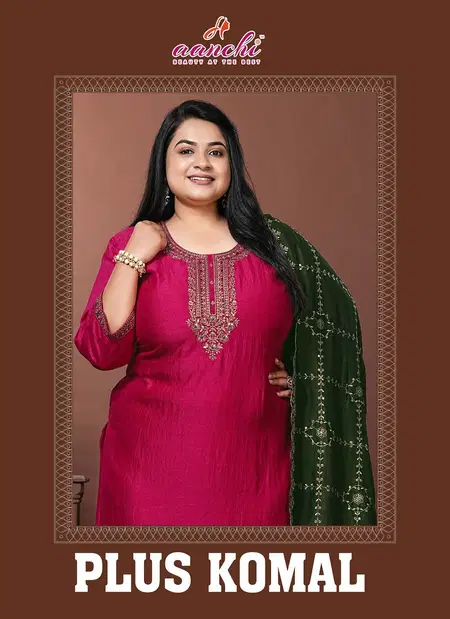 Plus Komal By Aanchi Vichitra Silk Kurti With Bottom Dupatta Wholesale In India

