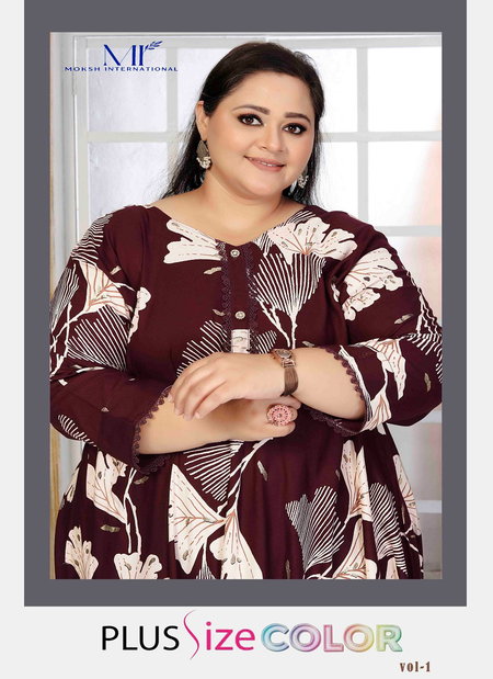 Plus Size Color Vol 1 By Moksh Rayon Long Kurti Orders In India
