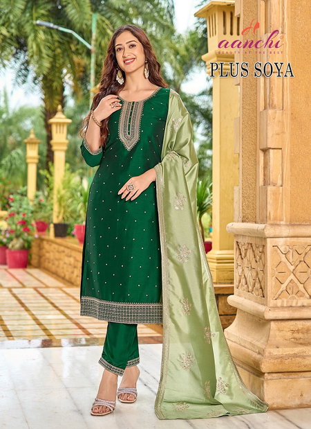 Plus Soya By Aanchi Crystal Silk Online Kurti With Bottom Dupatta Wholesale
