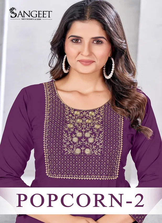 Popcorn 2 By Sangeet Rayon Embroidery Kurti Exporters In India