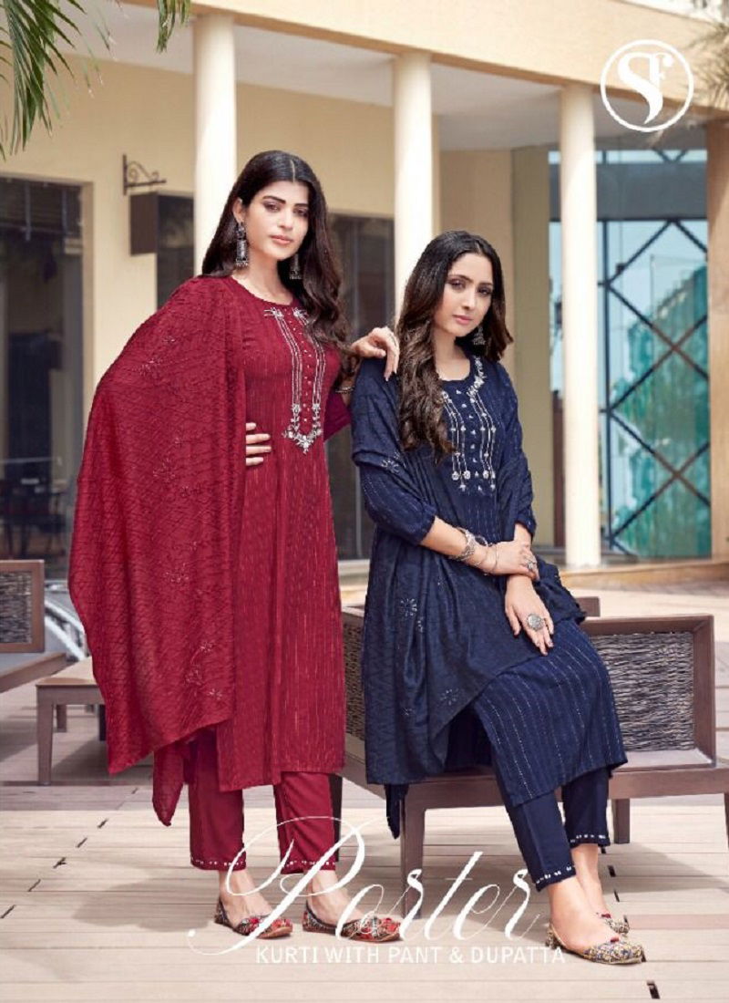 Porter By Sweety Hand Work Designer Kurti With Bottom Dupatta Wholesale Shop In Surat Catalog