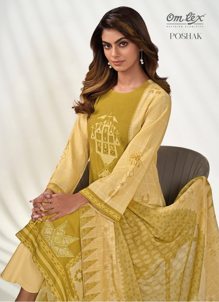 Poshak By Omtex Linen Printed Embroidery Dress Material Exporters In India
