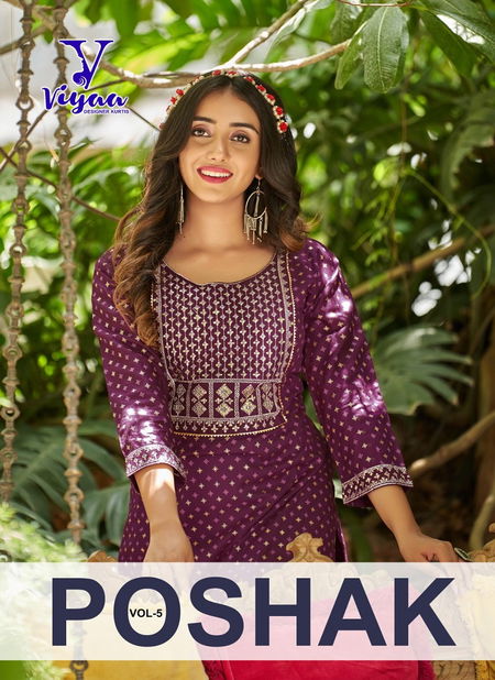 Poshak V5 By Viyaa Rayon Gold Print Kurtis Catalog Catalog