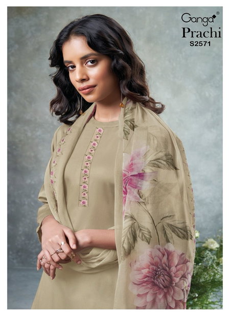 Prachi 2571 By Ganga Silk Solid Premium Cotton Dress Material Wholesalers In Delhi