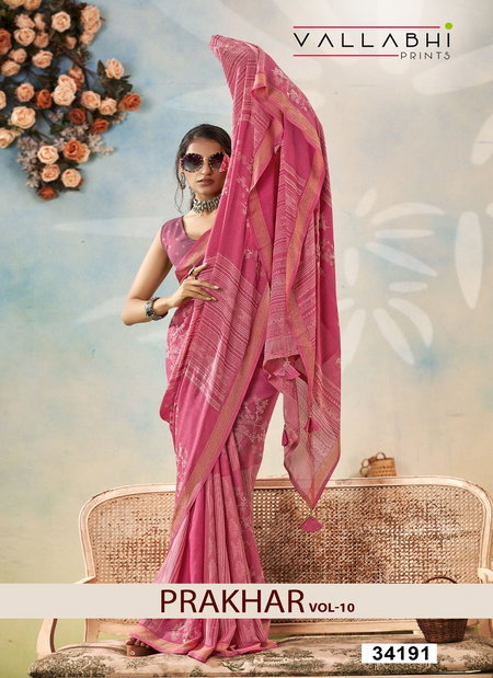 Prakhar Vol 10 By Vallabhi Moss Georgette Daily Wear Saree Exporters In India
