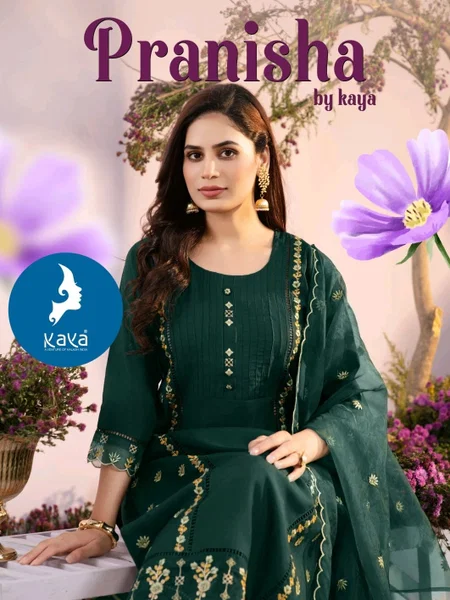 Pranisha By Kaya Vertican Kurti With Bottom Dupatta Wholesale Price In Surat