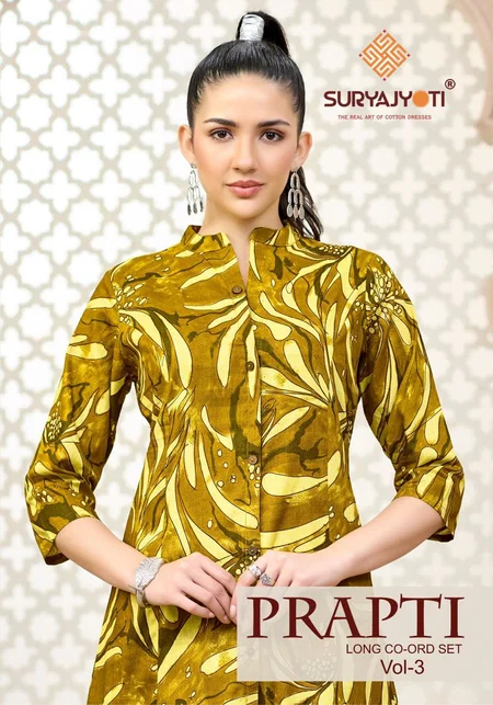 Prapti Vol 3 by Suryajyoti Cotton Long Princess Wholesale Cut Co Ord Set In India