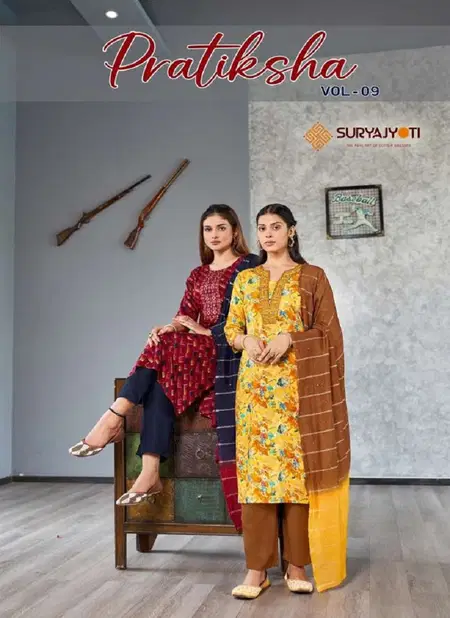 Pratiksha Vol 9 By Suryajyoti Rayon Printed Readymade Suits Wholesale In India Catalog