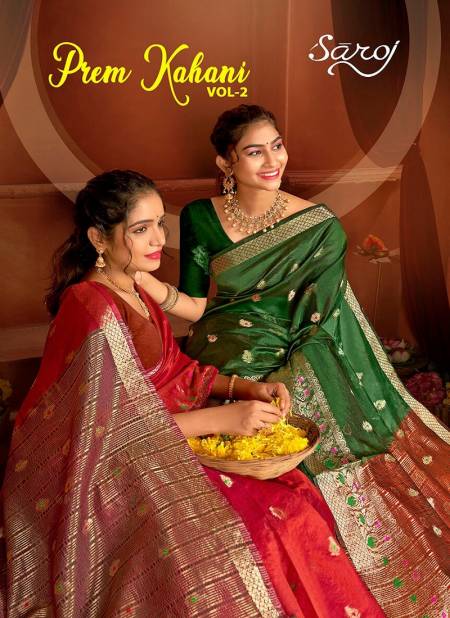 Prem Kahani Vol 2 By Saroj Designer Organza Silk Sarees Wholesale Price In Surat Catalog