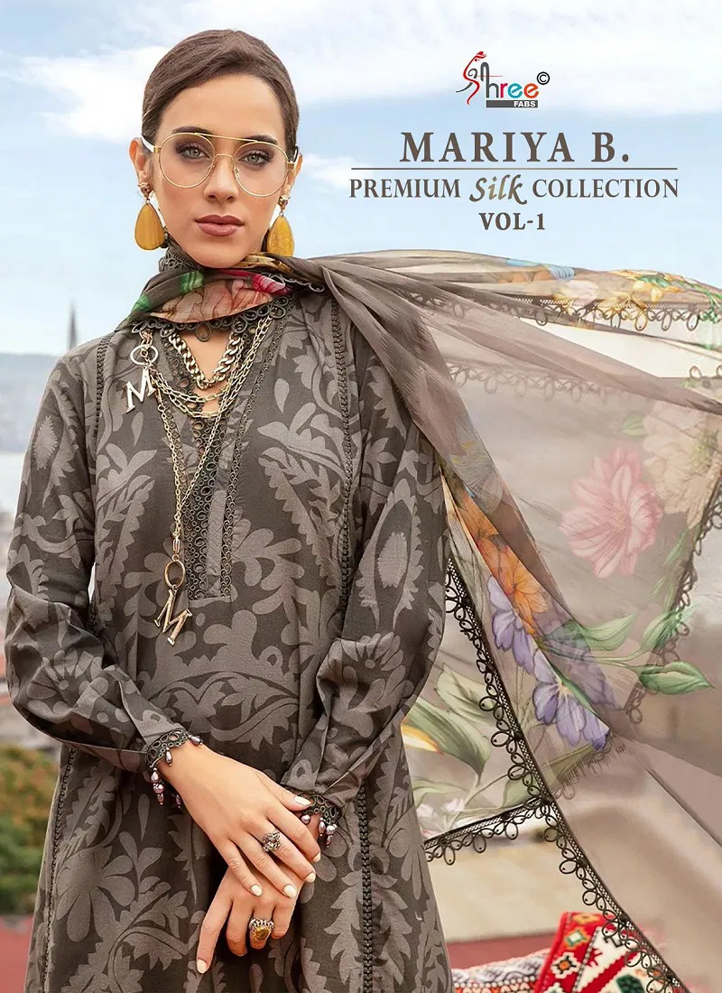 Premium Silk Collection Vol 1 By Mariya B Japan Satin Silk Printed Pakistani Suit Wholesale Online
  Catalog