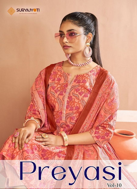 Preyasi Vol 10 By Suryajyoti Printed Cotton Kurti With Bottom Dupatta Wholesale Suppliers In Mumbai
