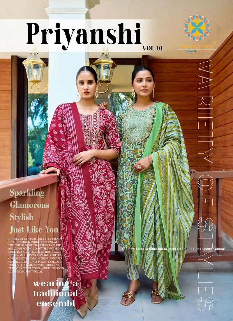 Priyanshi Vol 1 By Passion Tree Cotton Kurti With Bottom Dupatta Online Wholesale