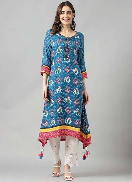 Psyna 1857 Readymade Masleen Print Fish Cut Kurti Wholesale In India