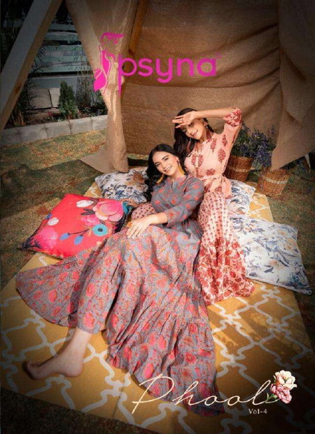 Phool Vol 4 By Psyna Cotton Fancy Long Gown Collection Best Wholesale Shop In Surat