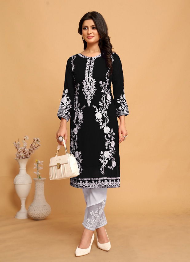 PT006 Eid Special Georgette Embroidery Designer Kurti With Bottom Orders In India