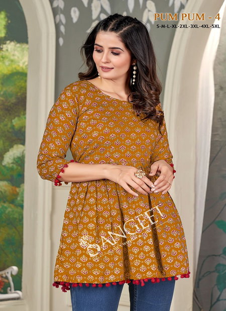 Pumpum 4 Rayon Printed Western Ladies Top Wholesale Narket IN Surat
