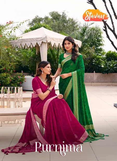 Purnima By Stavan Moss Georgette Weaving Jequarq Wholesale Saree In India