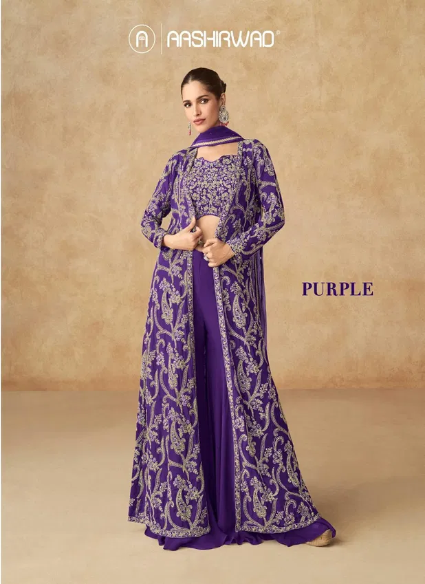 Purple By Aashirwad Georgette Designer Readymade Suits Wholesale Online