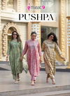 Pushpa Vol 1 By Mystic 9 Rayon Capsule Foil Printed Kurti With Bottom Dupatta Wholesale Shop In Surat