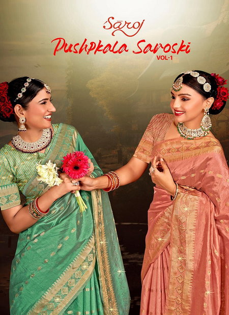 Pushpkala Swarovski Vol 1 By Saroj Soft Silk Wedding Sarees Wholesale Price In Surat
