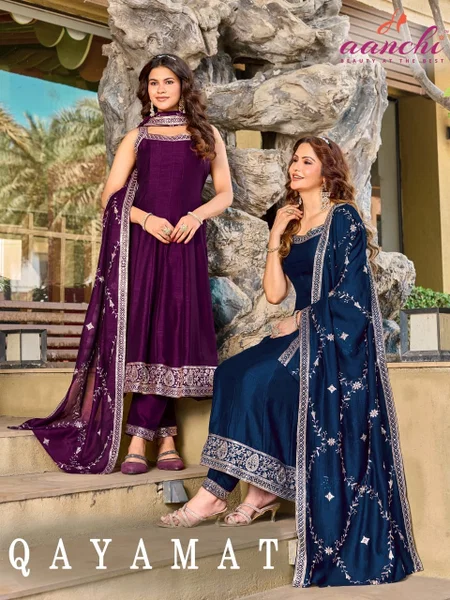 Qayamat By Aanchi Vichitra Silk  Embroidery Anarkali Suit
