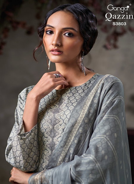 Qazzin 3803 By Ganga Cotton Silk Designer Salwar Suits Wholesale Market In Surat