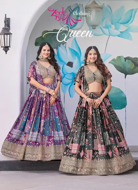 Queen By Zeel Chinnon Silk Designer Lehenga Choli Wholesale Shop In Surat
