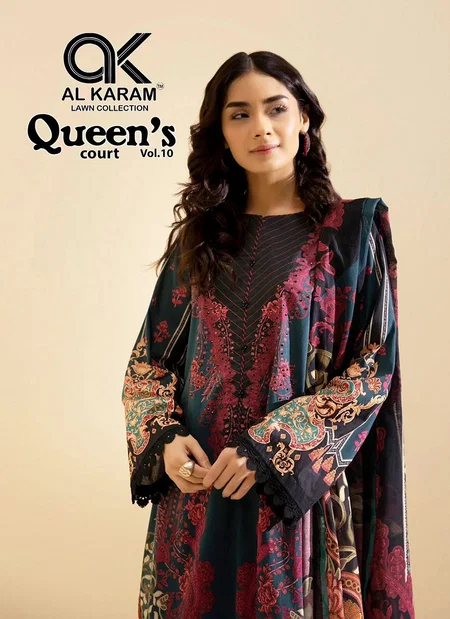 Queen Court Vol 10 By Al Karam Cambric Cotton Dress Material Orders In India