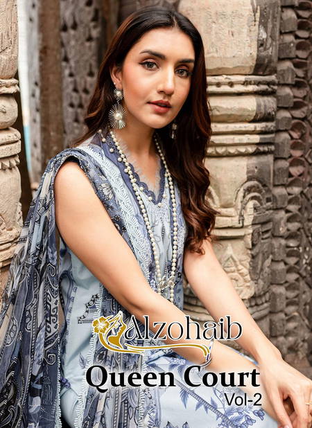 Queen Court Vol 2 By Alzohaib Printed Embroidery Cotton Pakistani Suits Wholesale Online
 Catalog