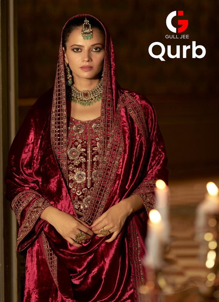 Qurb By Gull Jee Velvet Embroidery Designer Dress Material Orders In India
