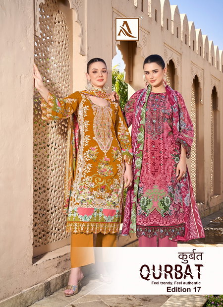 Qurbat 17 By Alok Suits Cambric Cotton Pakistani Dress Material Suppliers In India