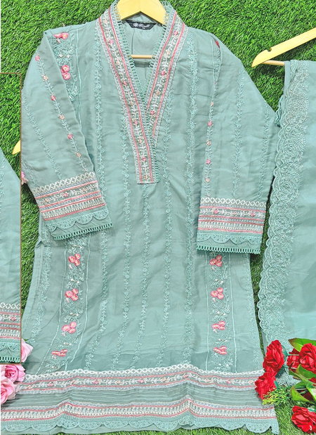 R 1090 Nx By Ramsha Organza Embroidery Pakistani Readymade Suits Wholesale Shop In Surat
