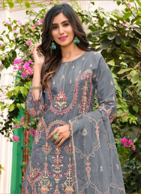 R 1104 By Ramsha Organza Embroidery Pakistani Readymade Suits Wholesale Market In Surat