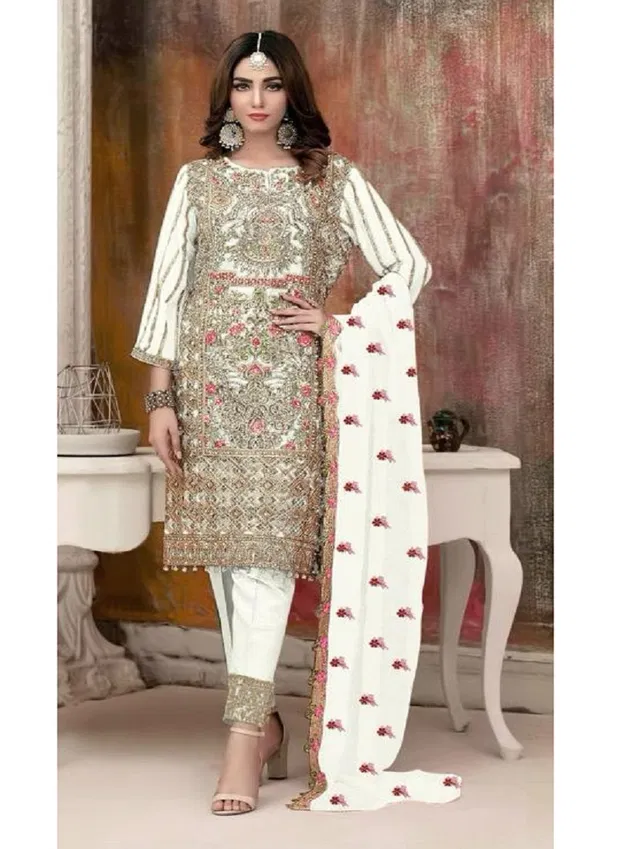 R 1197 Nx By Ramsha Georgette Embroidery Pakistani Readymade Suits Exporters In India