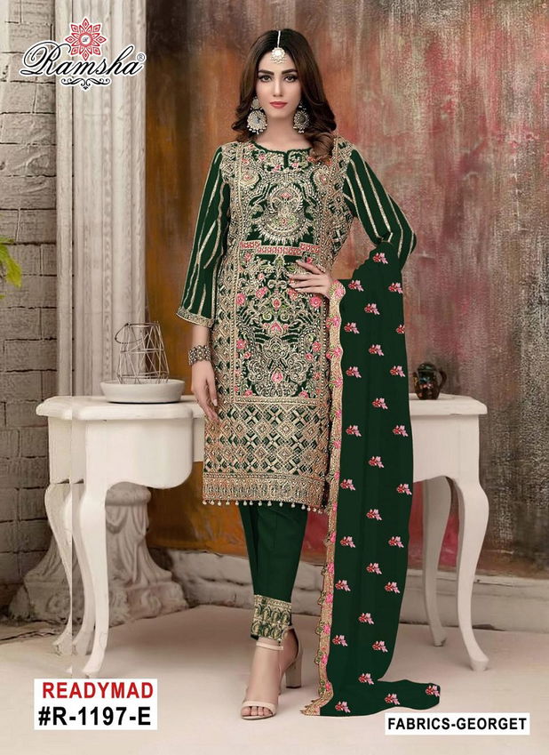 R 1197 Nx By Ramsha Georgette Embroidery Readymade Suits Orders In India