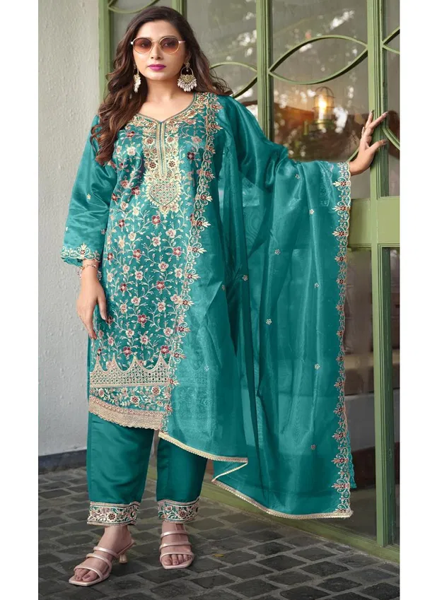 R 1211 E To H By Ramsha Simmer Embroidery Pakistani Readymade Suits Wholesale In India