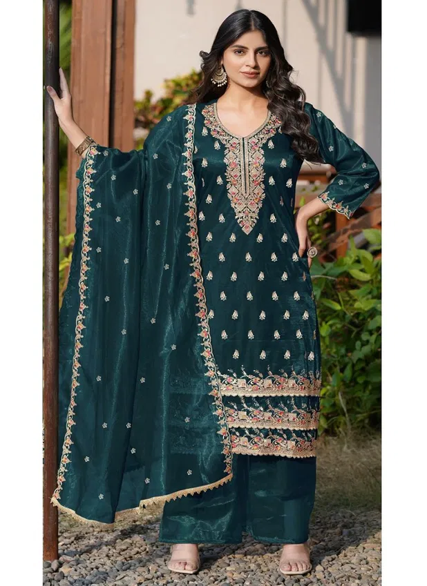 R 1229 Nx By Ramsha Simmer Embroidery Pakistani Readymade Suits Online Wholesale