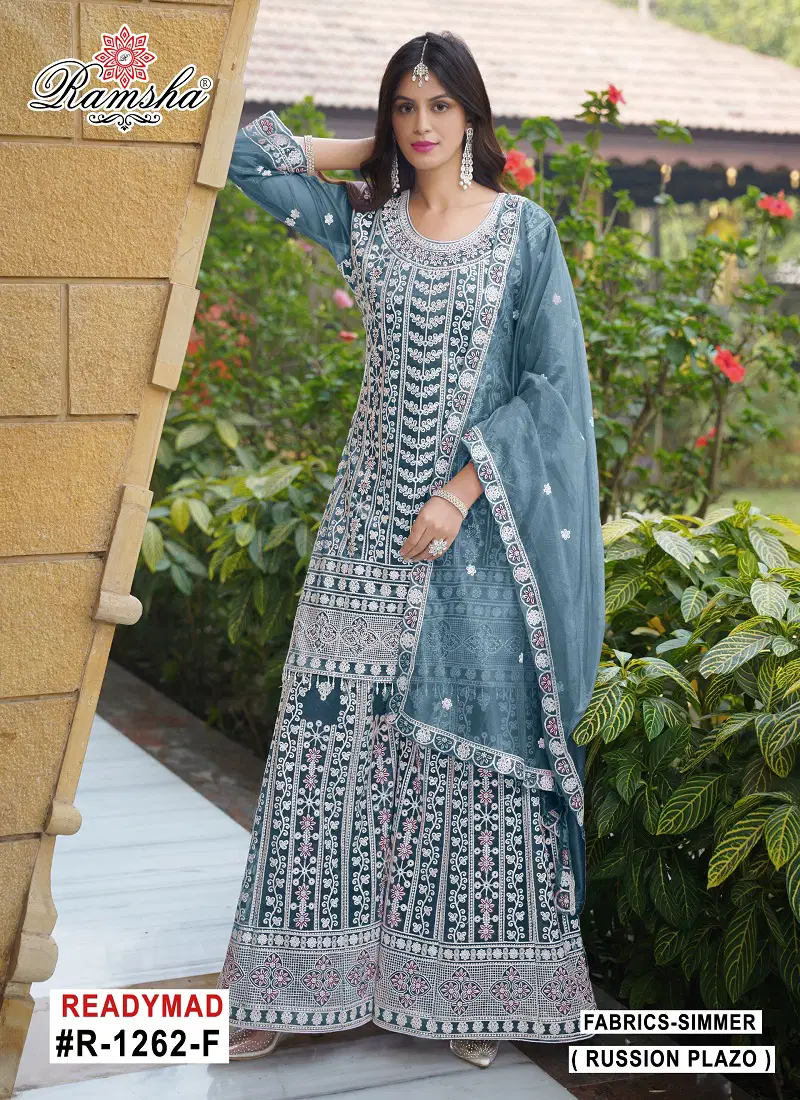 R 1262 Nx E To H By Ramsha Shimmar Pakistani Readymade Suits Orders In India Catalog