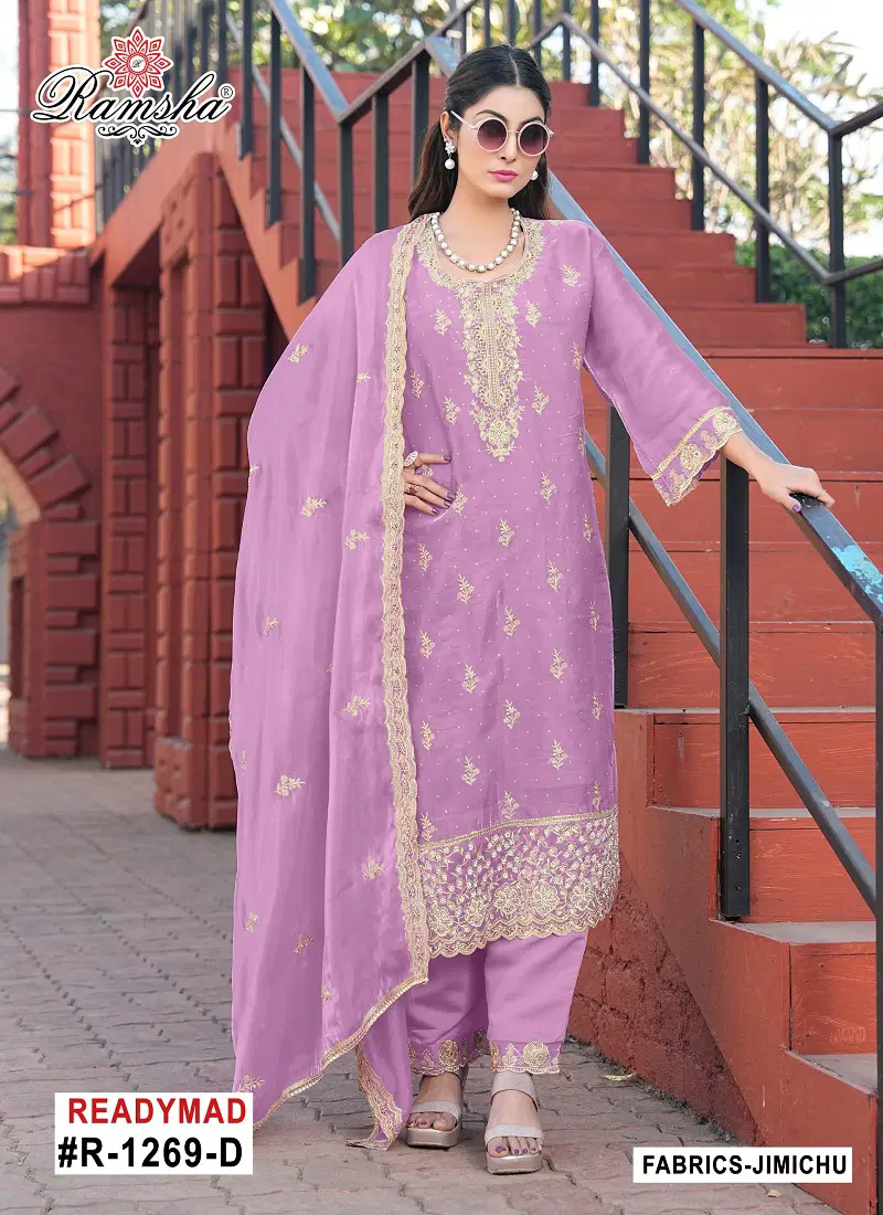 R 1269 Nx A To D By Ramsha Gold Crush Pakistani Readymade Suits Orders In India Catalog