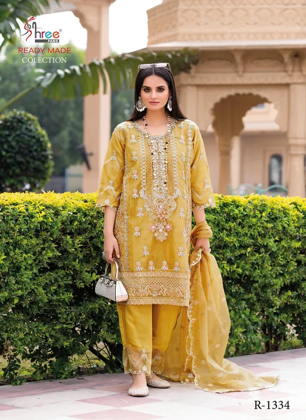 R 1334 By Shree Fabs Organza Readymade Suits Exporters In India