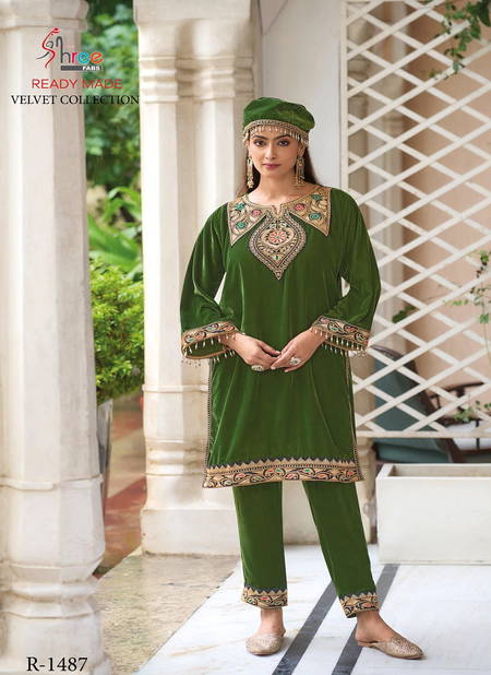 R 1487 By Shree Velvet Embroidery Pakistani Top With Bottom Wholesalers In Delhi Catalog