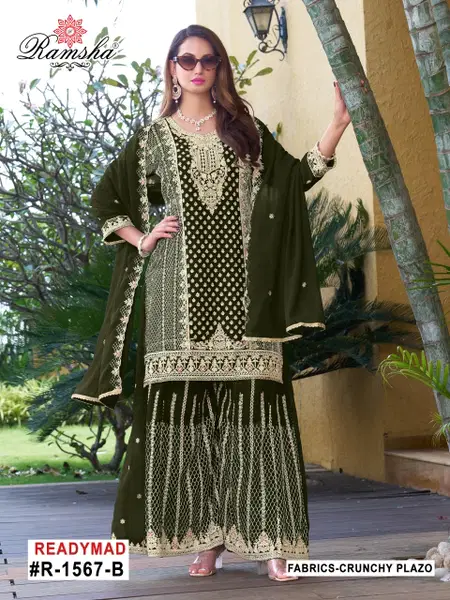 R 1567 A to D By Ramsha Crunchy Readymade Pakistani Suits Wholesale Market In Surat