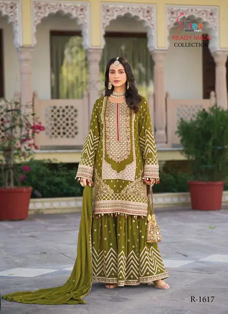 R 1617 By Shree Fabs Chinon Embroidery Pakistani Readymade Suits Exporters In India Catalog