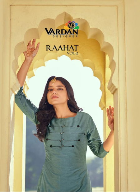 Raahat Vol 2 By Vardan Roman Silk Designer Kurti With Bottom Online Wholesale Catalog