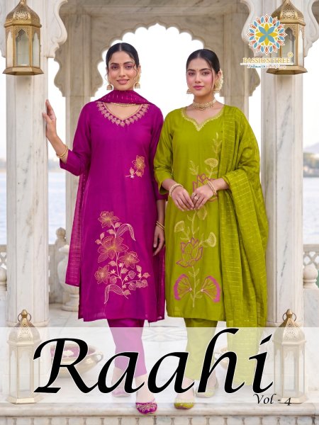 Raahi Vol 4 By Passion Tree Roman Silk Kurti With Bottom Dupatta