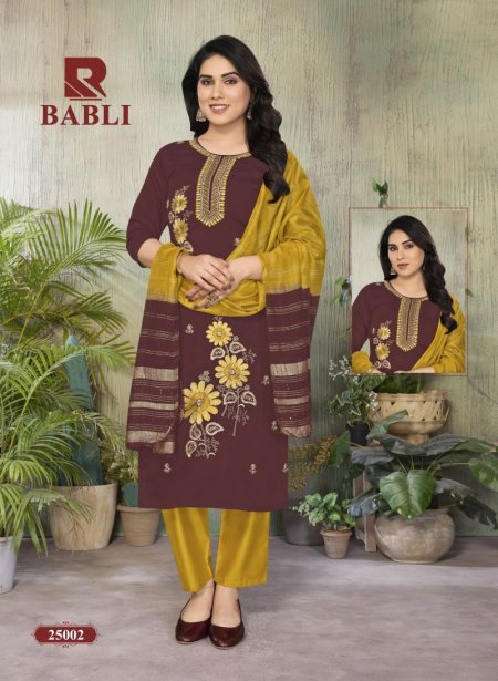 Babli By Raashi Roman Silk Embroidery Kurti With Bottom Dupatta