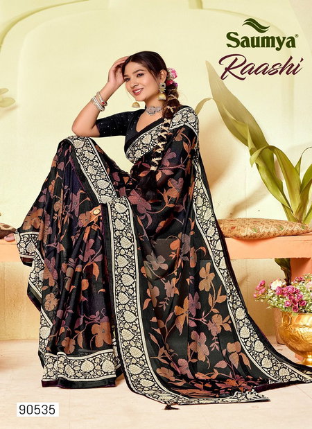 Raashi By Saumya Sparkle Georgette Printed Saree Wholesalers In Surat
